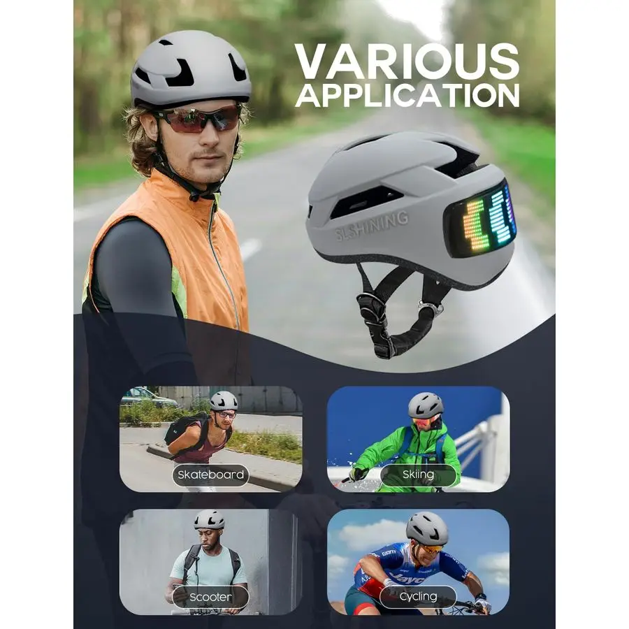 خوذة مع خوذة دراجة خفيفة مع شاشة LED DIY للسكوتر والدراجات وخوذة عرض LED لألواح التزلج مع أنماط قابلة للتخصيص #6