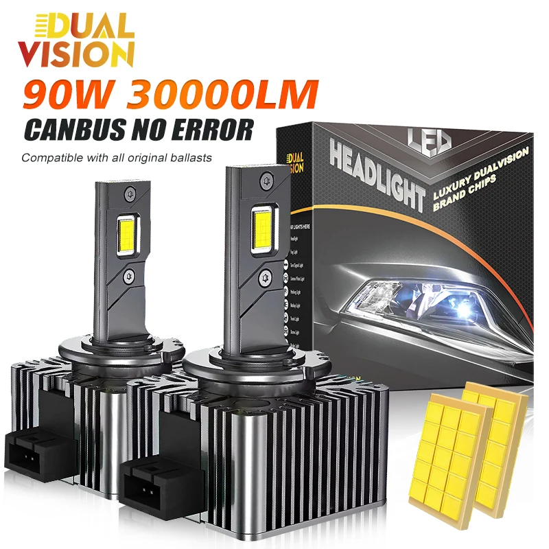 

2PCS D SERIES D1S D3S Powerful HID TO LED Headlight Bulbs D2S D4S D8S White 6000K Plug and Play Replace for Factory Car Lights