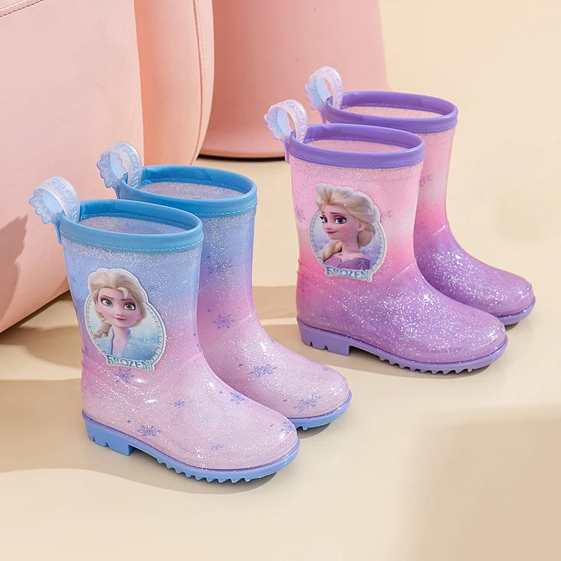 Disney Princess Frozen Elsa Summer Children\'s rainboots Kids rainshoes Girls Garden Shoes Waterproof rainboot Hole Shoes