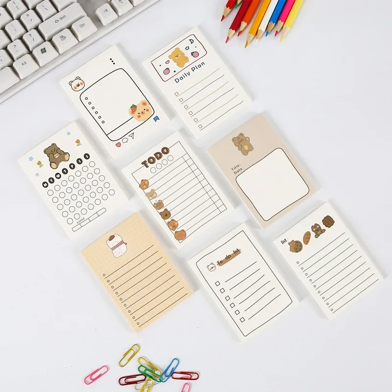 Bộ 50 Kawaii Gấu Trái Cây Kế Hoạch Chú Memo Pad Đứng Yên Bột Dùng Học Trang Trí Dễ Thương N Lần Dính Chắc Để làm Danh Sách