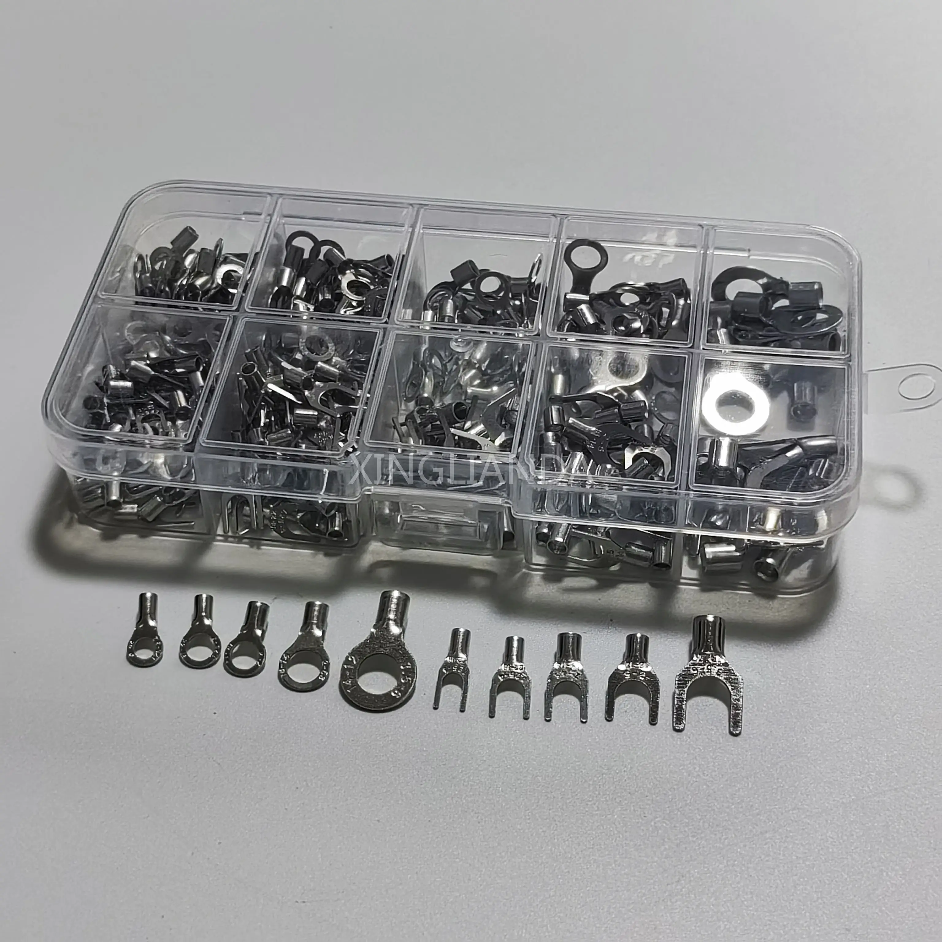Caja de terminales desnuda prensada en frío, conector de bloque de terminales de nariz de cobre redondo bifurcado OT/UT, 320 Uds.