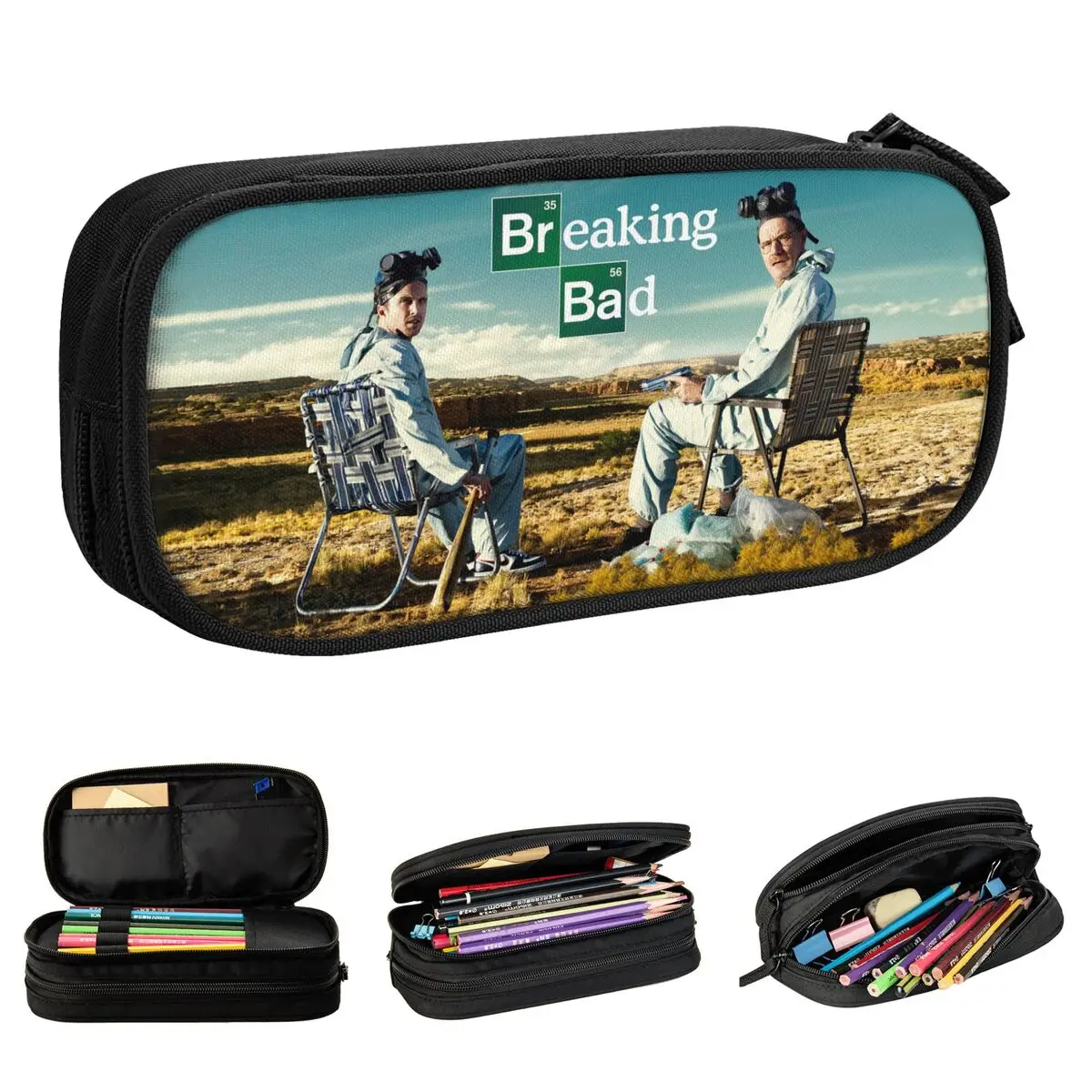 Breaking Bad Walter Jesse Pencil Case Fun Bryan Cranston Aaron Paul Pen Bag Student Big Capacity Students School  Pencil Pouch