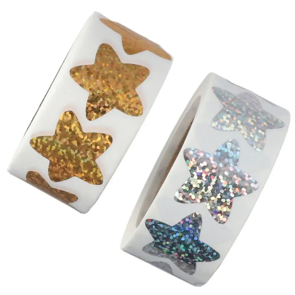 Stickers 500Pcs Tag Paper Multicolour Decoration Sealing Sticker Label Gold and Silver Classification Label Party