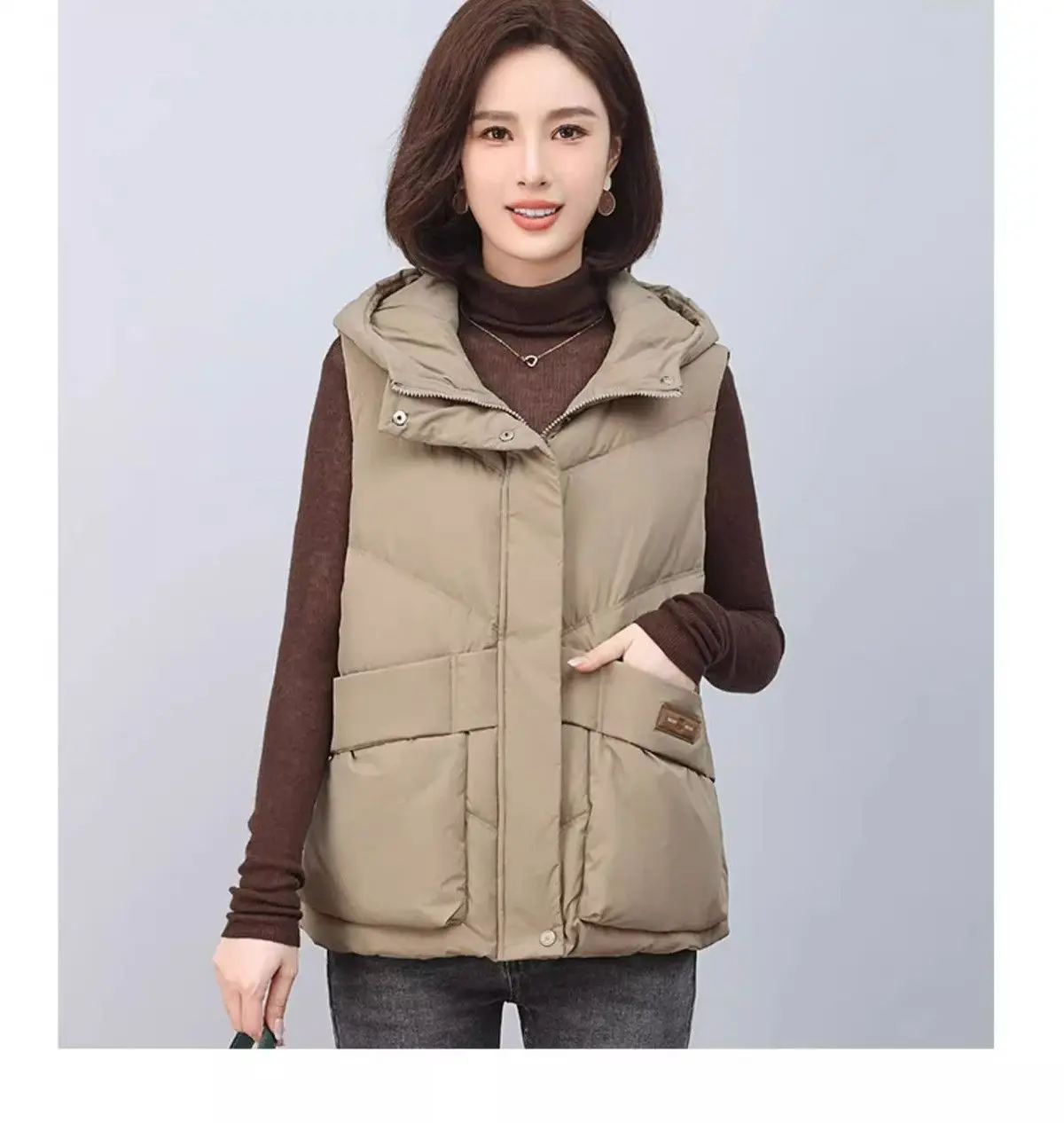 Coats Women Hooded Parka Vest Casual Coat Sleeveless Big Pocket Zipper Turn Down Collar Loose Y2k Jackets 2025 Spring Winter