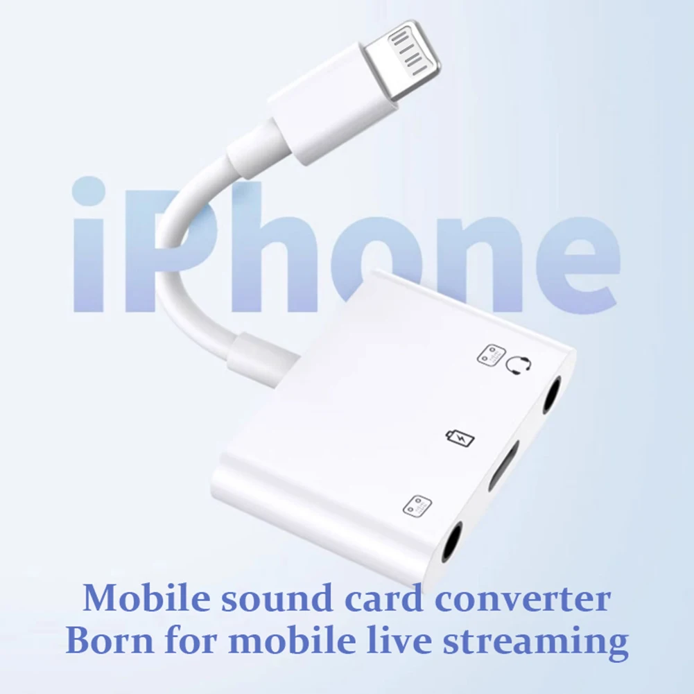 3 in 1 Lightning to Dual 3.5mm Jack Audio Adapter Cable for iPhone 17 16 Pro Max Supports Live Streaming Microphone & Charging