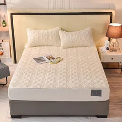 Super Soft Lamb Velvet Bed Fitted Sheet King Queen Size Quick Warm Thick Plush Quilted Mattress Cover Not Included Pillowcase