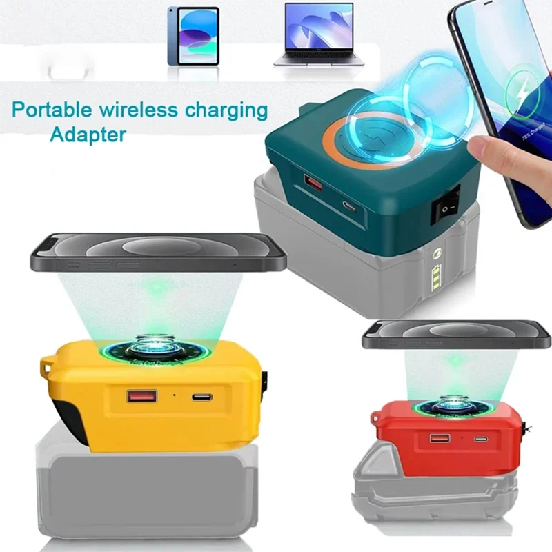 Y14A شاحن الهاتف الخليوي اللاسلكي محول بطارية ليثيوم لبطارية 18 فولت مع USB-C 2.1A شحن سريع