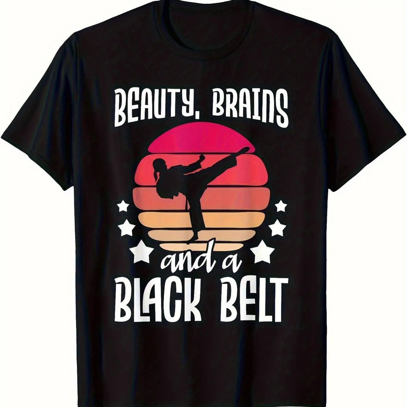 Funny Martial Arts Black Belt T Shirt Women Men Retro Sunset Karate Kickboxing Taekwondo Graphic Tee Casual Harajuku Tops Ropa
