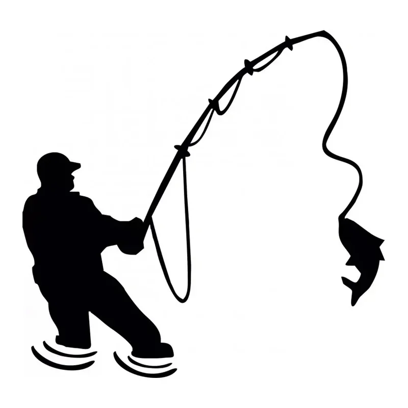 Funny Fishing Themed PVC Car Stickers, Fish & Fishing Rod Carp Pattern Decals, Creative Decor for Outdoor Activity Lovers