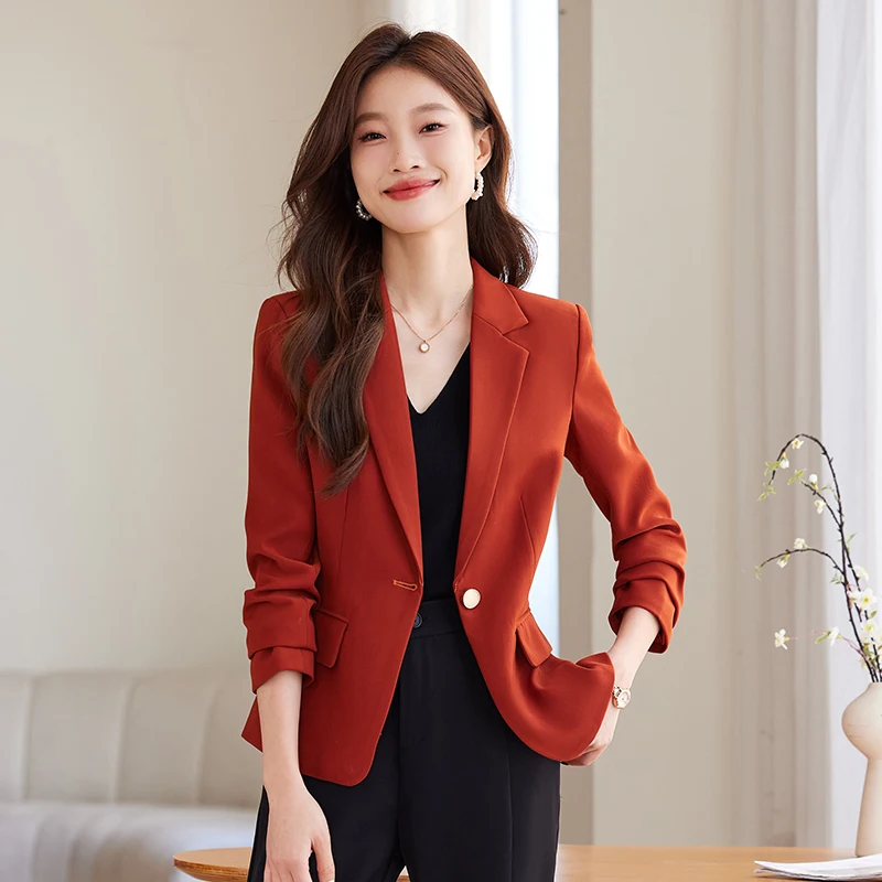 ZJYT Korean Fashion One Button Blazers Mujer Women\'s Coat Jacket Autumn Outerwears Elegant Office Casaco Plus Size Veste Femme