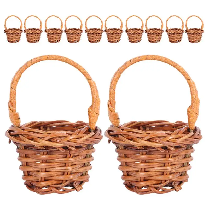 

12pcs Dollhouse Woven Flower Storage Baskets Miniature Basket Hand-Woven Flower Basket Multi-Functional Basket Storage Holders