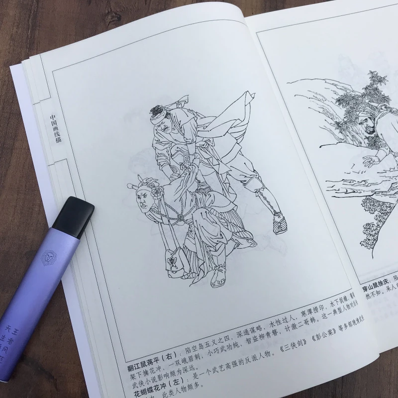 Chinese Line Drawing Manuscript Book Meticulous Painting Line Draft Set Bird Fruit Vegetable Martial Art Character Picture Album