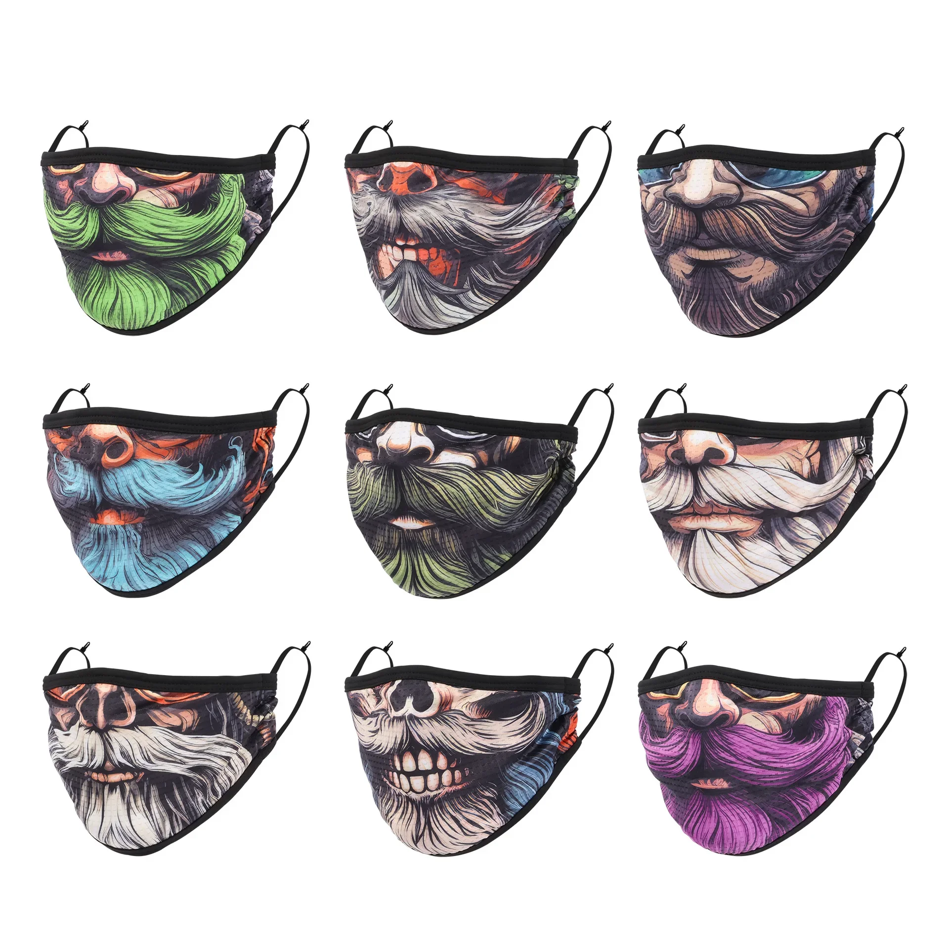 3D Beard Men Face Mask Dust Windproof Sun Protective Cycling Mask Reusable Anti PM2.5 Breathable Mouth Mask Unisex 30 Types