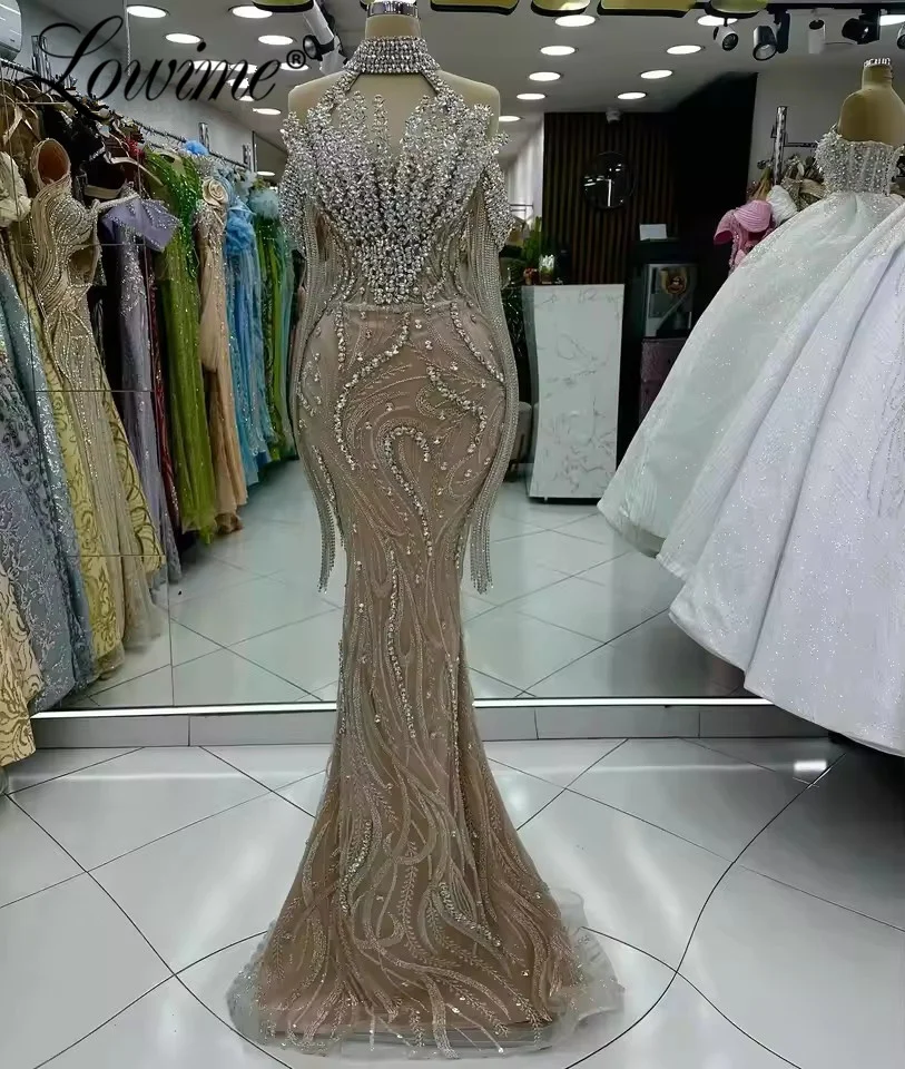 

Роскошные кристаллы и кисточки, платья для выпускного вечера, глубокое шампанское, арабское свадебное платье, вечерние платья по индивидуальному заказу с камнями из бисера