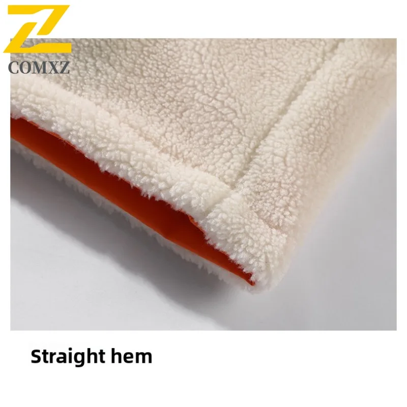 COMXZ Winter Jacket Reversible Fleece Lined Thickened Loose Padded Jacket Casual Daily Wear Style Lightweight Cotton Coat