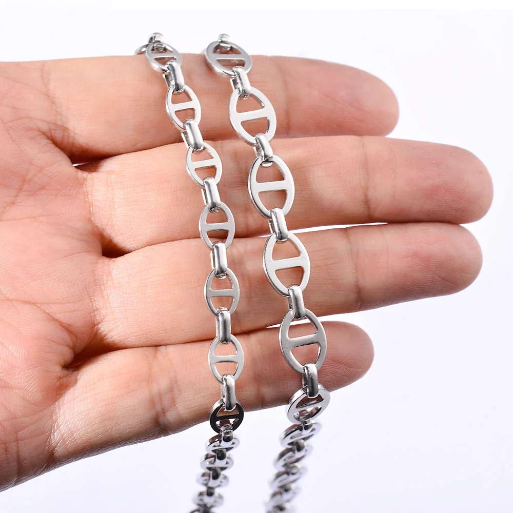 Wholesale Width 6/8mm Simple Handmade Chain Necklace for Men Women Stainless Steel Hip Hop Chain Women Necklace Punk Jewelry