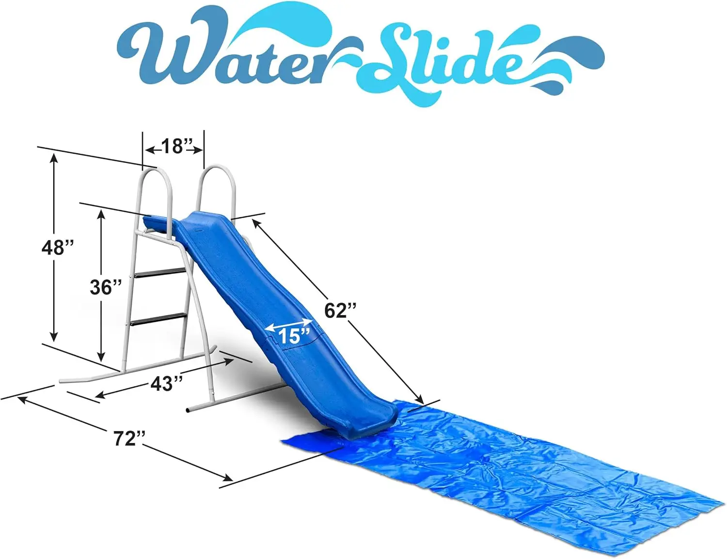 調整可能なスプリンクラーを内蔵したウォーターウェーブスライド、芝生を楽しむためのグラウンドパッドとホースエクステンションを備えた自立型、3、6フィート