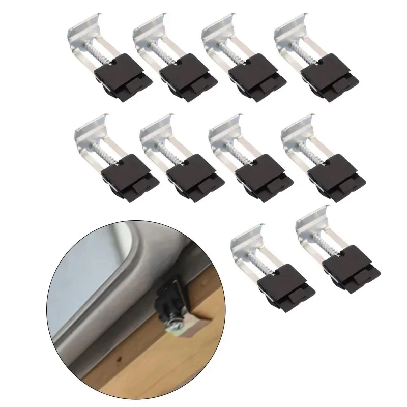 10/20pcs Kitchen Sink Fixing Clip Clamps Fixing Brackets for Sink Undermount Sink Clips Fasteners for Granite/Marble Countertops