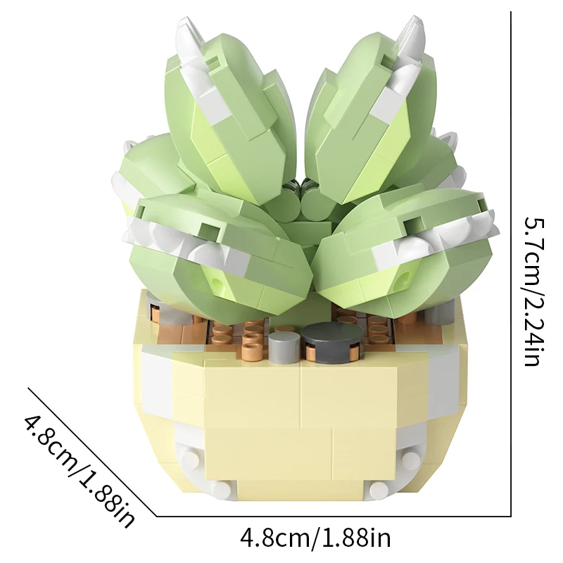 Potted building block succulent simulation cactus sunflower micro particle building block toy desktop decoration birthday toy
