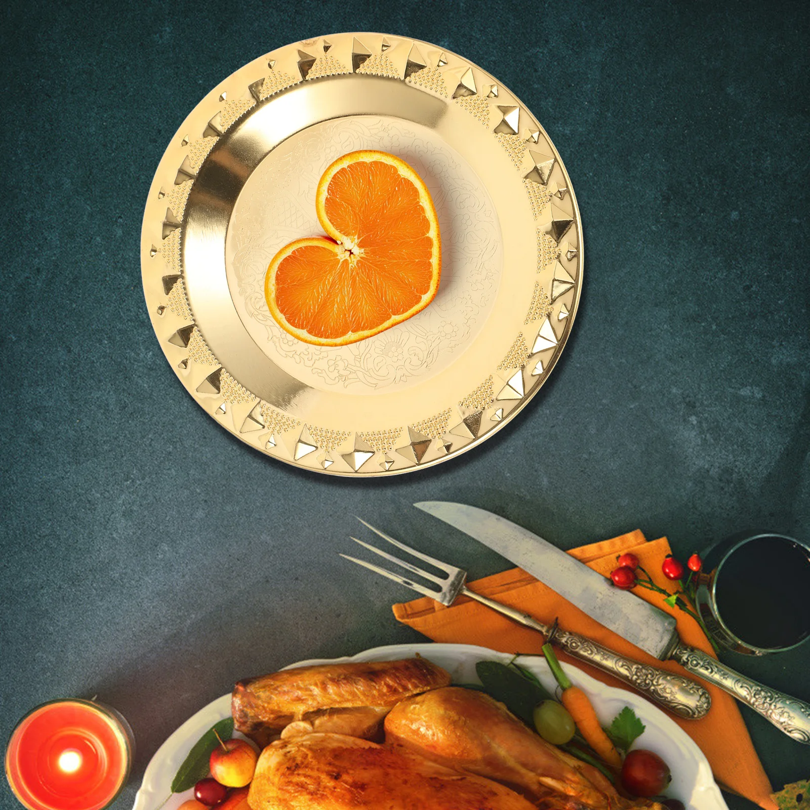 

Iron Craft Storage Tray Round Metal Serving Plate For Fruit Dessert Cake Snacks Home Hotel Decor Kitchen Organizer