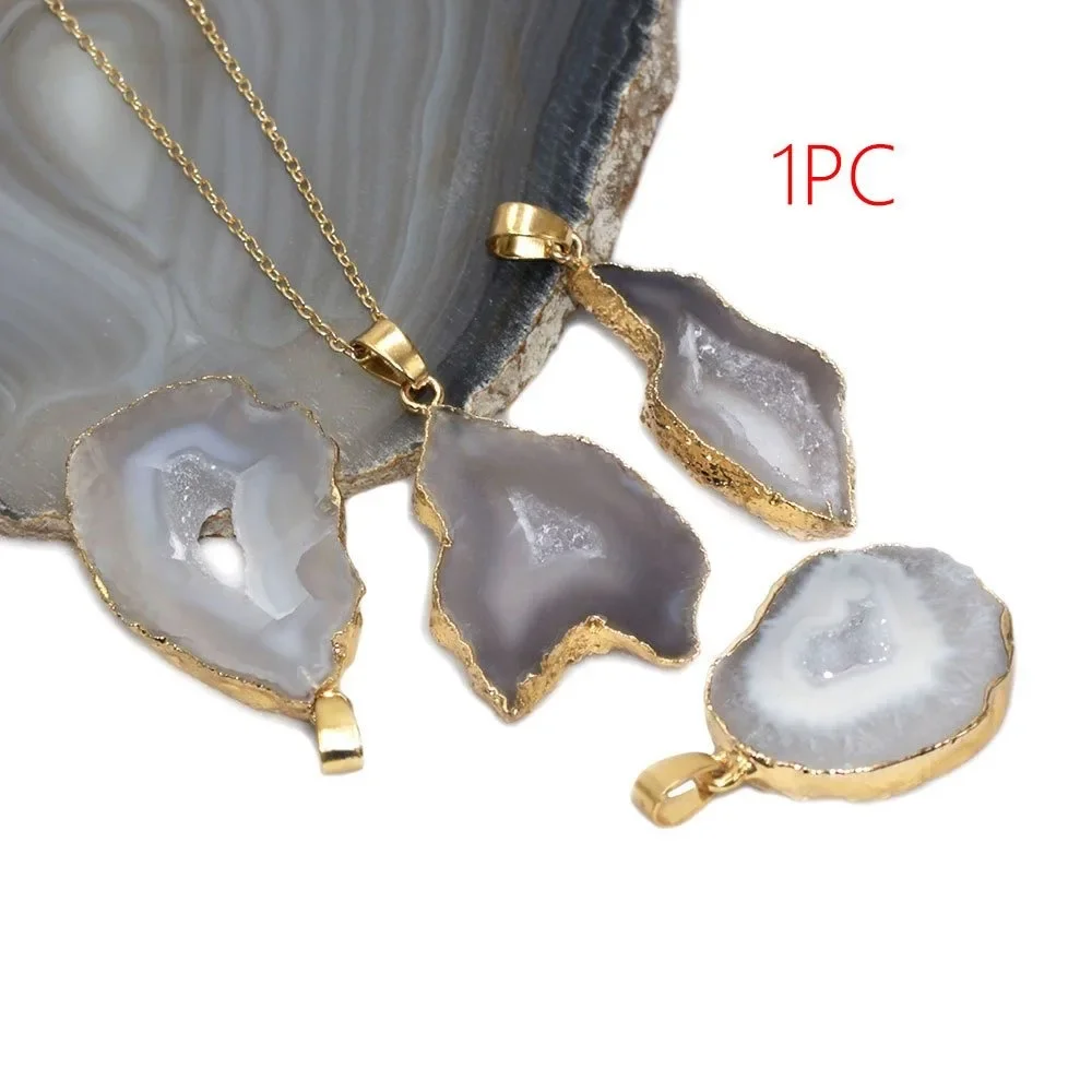 شفاء طبيعي كريستال كوارتز الريكي شقرا مجوهرات للنساء الطبيعية غير النظامية حجر العقيق قلادة قلادة للنساء هدايا