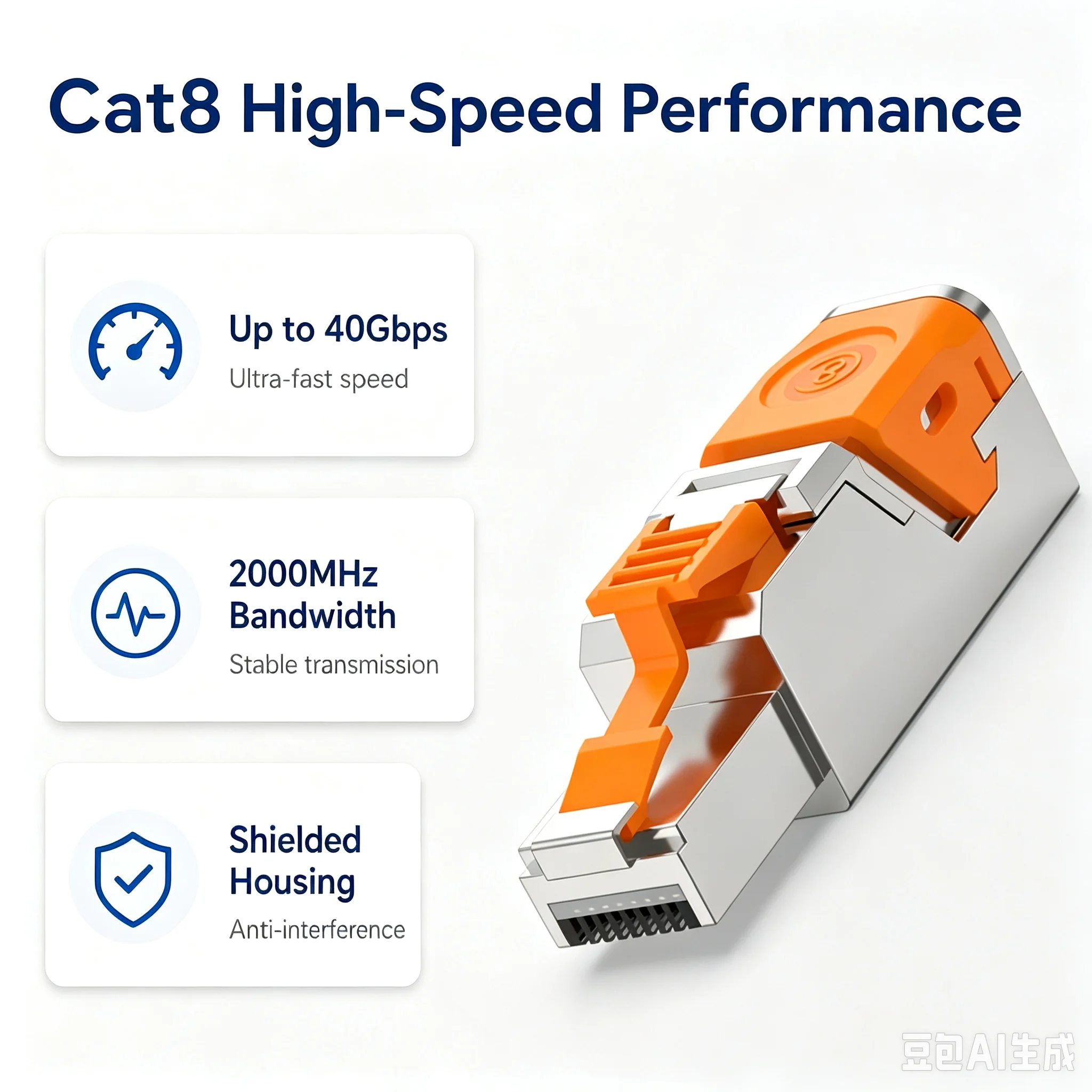 ZoeRax Cat8 Cat7 Cat6A RJ45 Connector 40Gbps Shielded Ethernet Plug Tool-Free Termination for 22-26AWG STP Cable