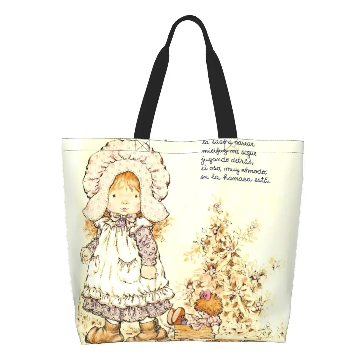 Custom Cartoon Sarah Kay Shopping Canvas Bag Women Recycling Big Capacity Grocery Girl Shopper Tote Bags