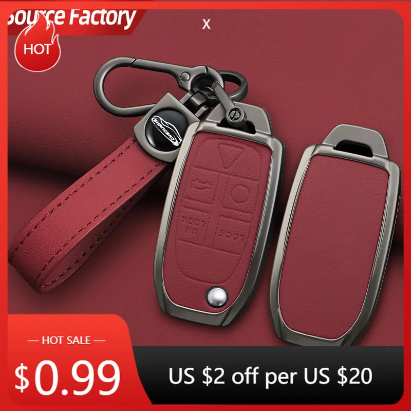 

Car Stickers Zinc Alloy Leather Car Key Case for Volvo XC90 XC70 S80 S60 S40 V70 V50 C30 C70 5 Buttons Remote Cover Shell K