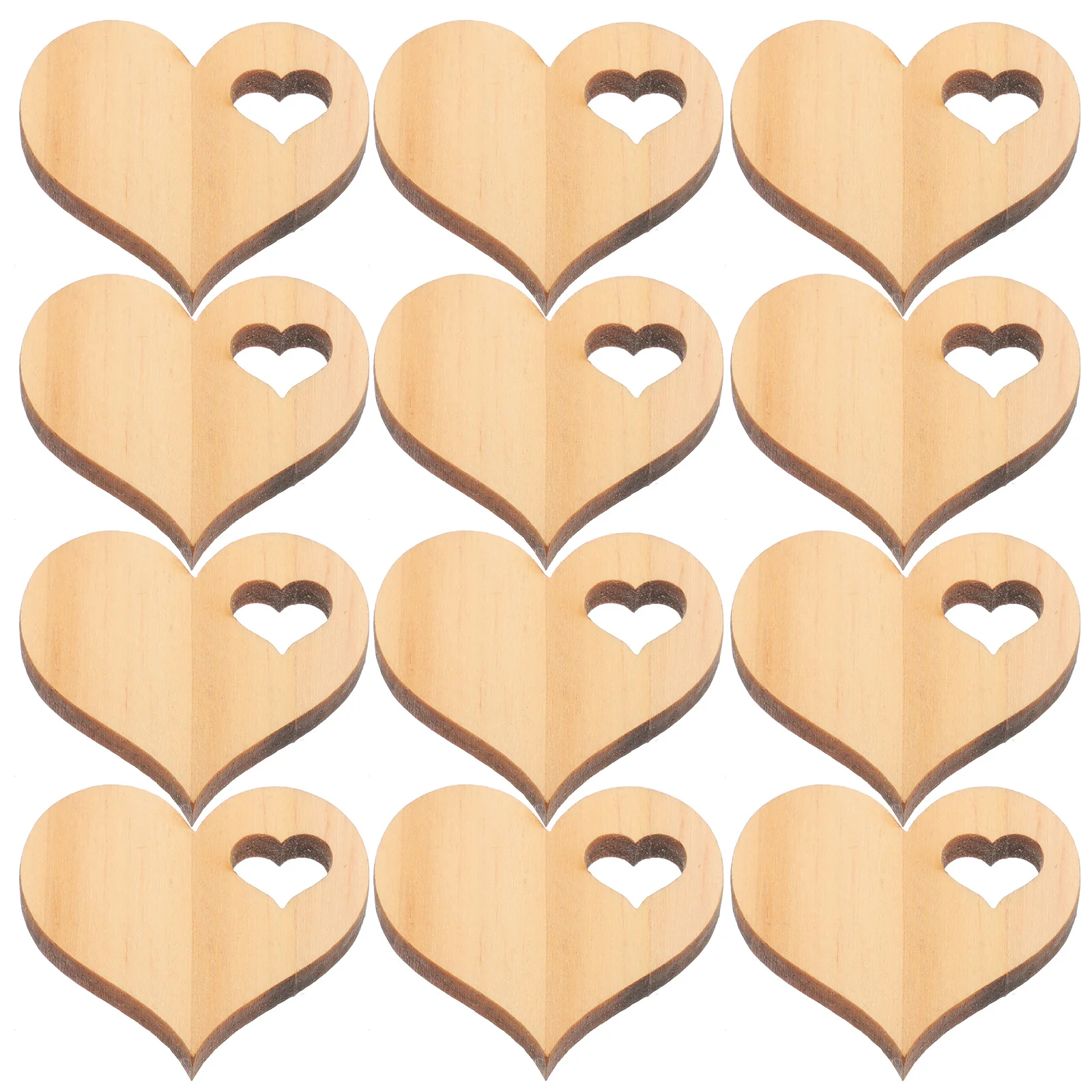 

50Pcs Heart Wooden Slices Unfinished Wood Craft DIY Supplies for Valentine Christmas Wedding Decoration Unfinished Wood Craft