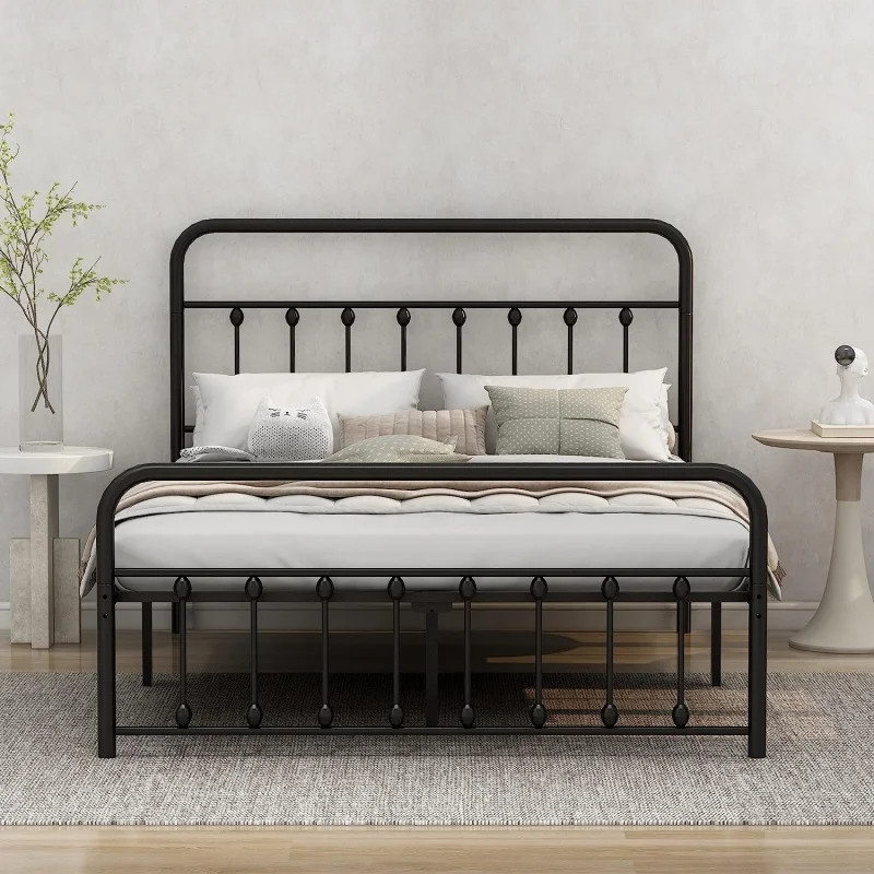

Классическая регулируемая железная кровать-платформа с современным минималистичным изголовьем, основание для матраса, нагрузка до 450 кг, для спальни/школы