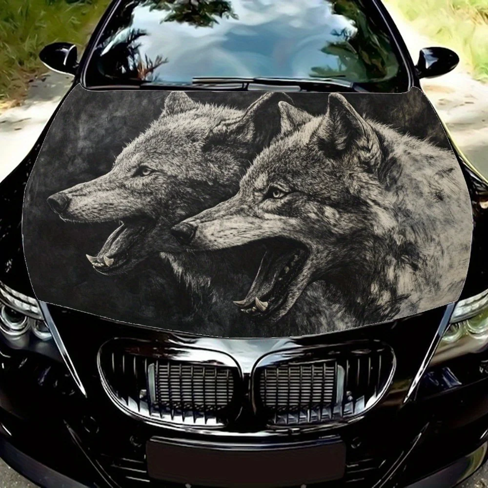 Ouvrez la conduite du siège, avec le motif de loups doubles pour interpreter le style non retenu ; enveloppes en vinyle de voiture, capot de moteur de voiture vin