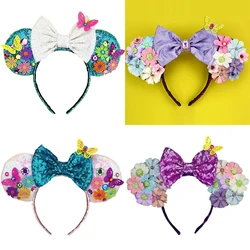 Disney Encanto Stirnband Mädchen Cartoon Haarband für Frauen Pailletten Mirabel Haar bänder bunte Schmetterlings ohren Haarschmuck Kind