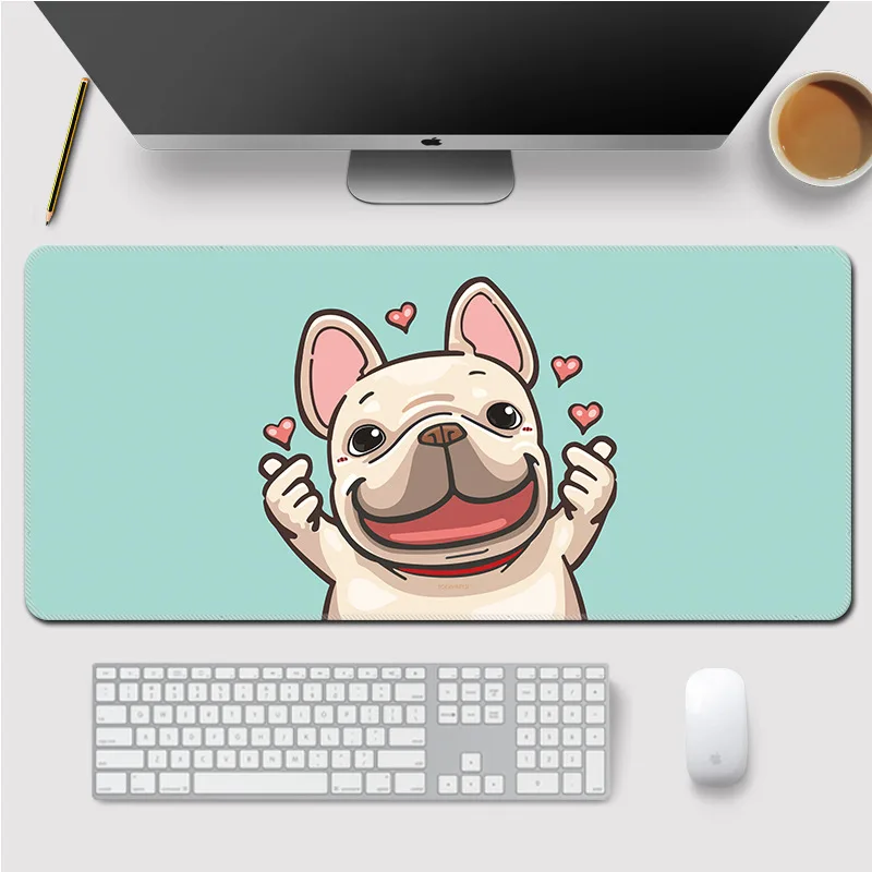 Imagem -03 - Kawaii French Bulldog Mouse Pads Grande Jogo Mousepad Deskpad Gamer de Computador Teclado Laptop Desk Mats para pc 80x30cm