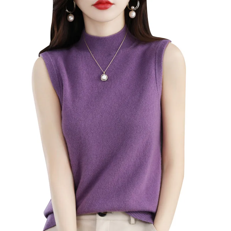 봄 신상 여성 니트 베이스 셔츠 순색 슈트 이너웨어 울 베스트 캐주얼 루즈핏 소프트