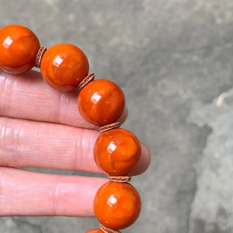 Imitation Southern Red Wax , European Imported Old Beeswax, Enhanced Amber Bead Bracelet for Men and Women, Buddhist