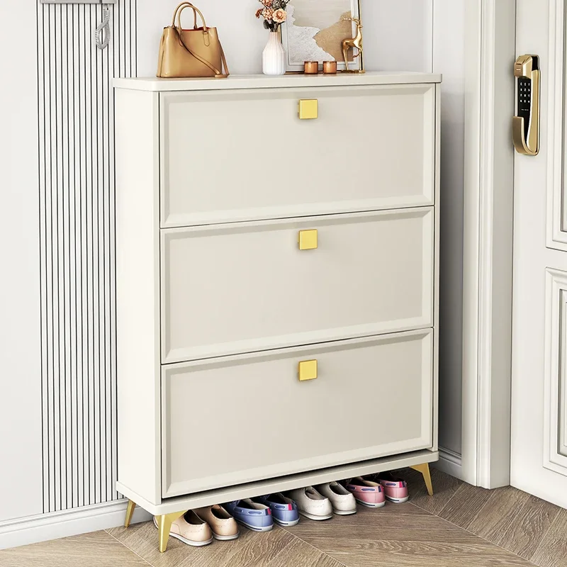 ZL Ultra-Thin Tilting Shoe Cabinet Home Doorway Home Entrance Cabinet Integrated Narrow Storage Shoe Rack