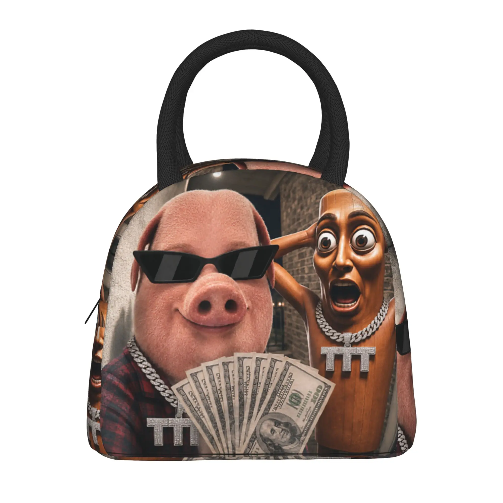 There is Motion at Your Front Door Tung Sahur and Jonh Pork Lunch Bag  Lunch Box Unisex Picnic Cooler Bag Thermal Lunch Bags