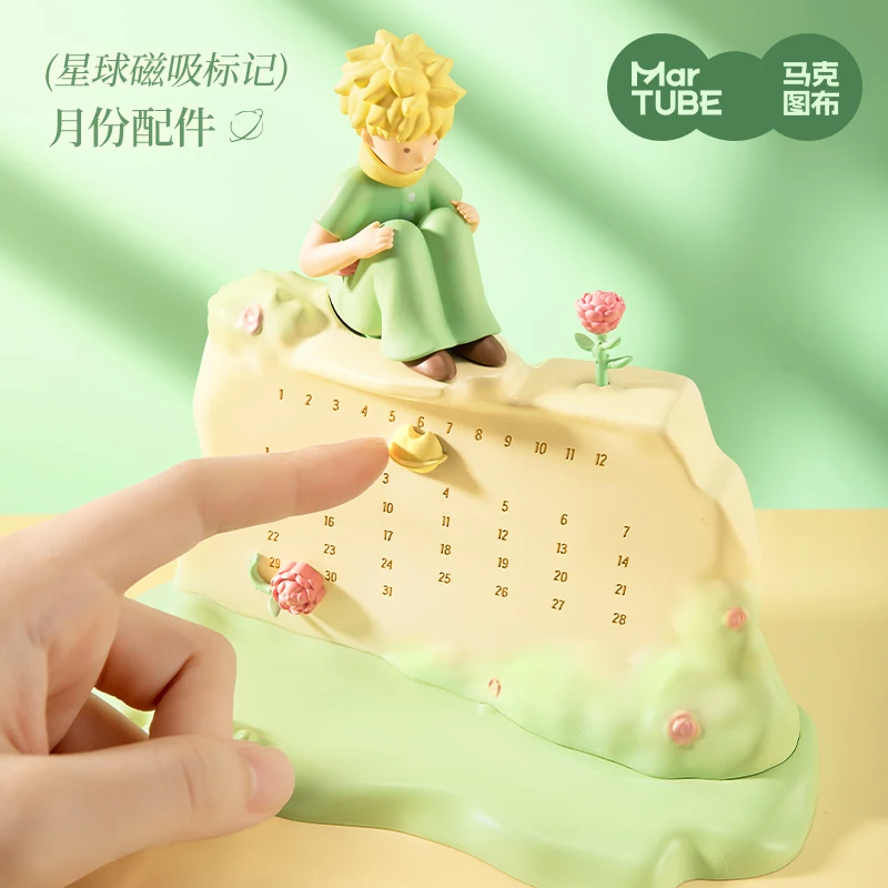2025 Martube Little Prince Rose Perpetual Calendar Desk Ornament Creativity Figure Boyfriend Girlfriend Bestie Birthday Gift
