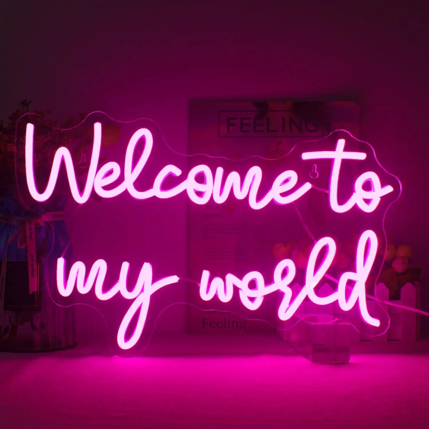 Welcome To My World Neon Sign USB Dimmable LED Sign for Bedroom, Window Playroom Living Room Wedding Decor Personalized Gift
