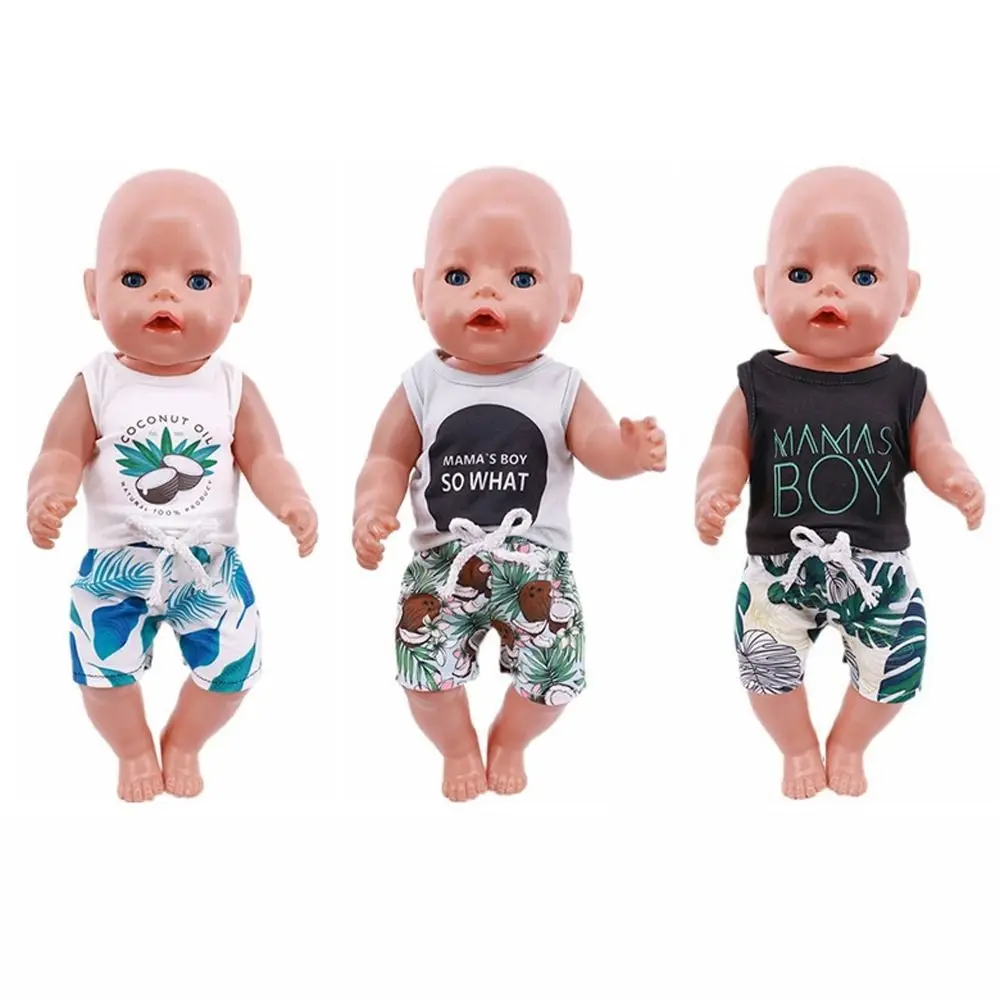 Doll Accessory Summer Suit Boy Doll Cloth Short Sleeve Little Boy 18 Inch Doll Cloth 43cm Outfit Christmas Gift