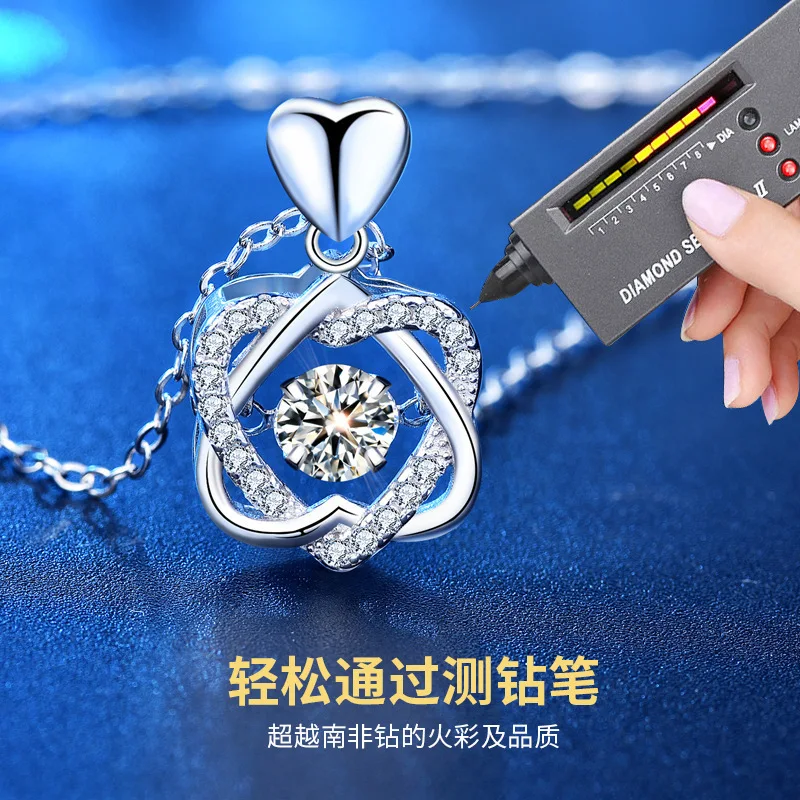 Luxury 18K Solid Platinum PT950 Schwarzer Hexagram Star Collarbone Smart Water Drop Pendant Necklace for Women