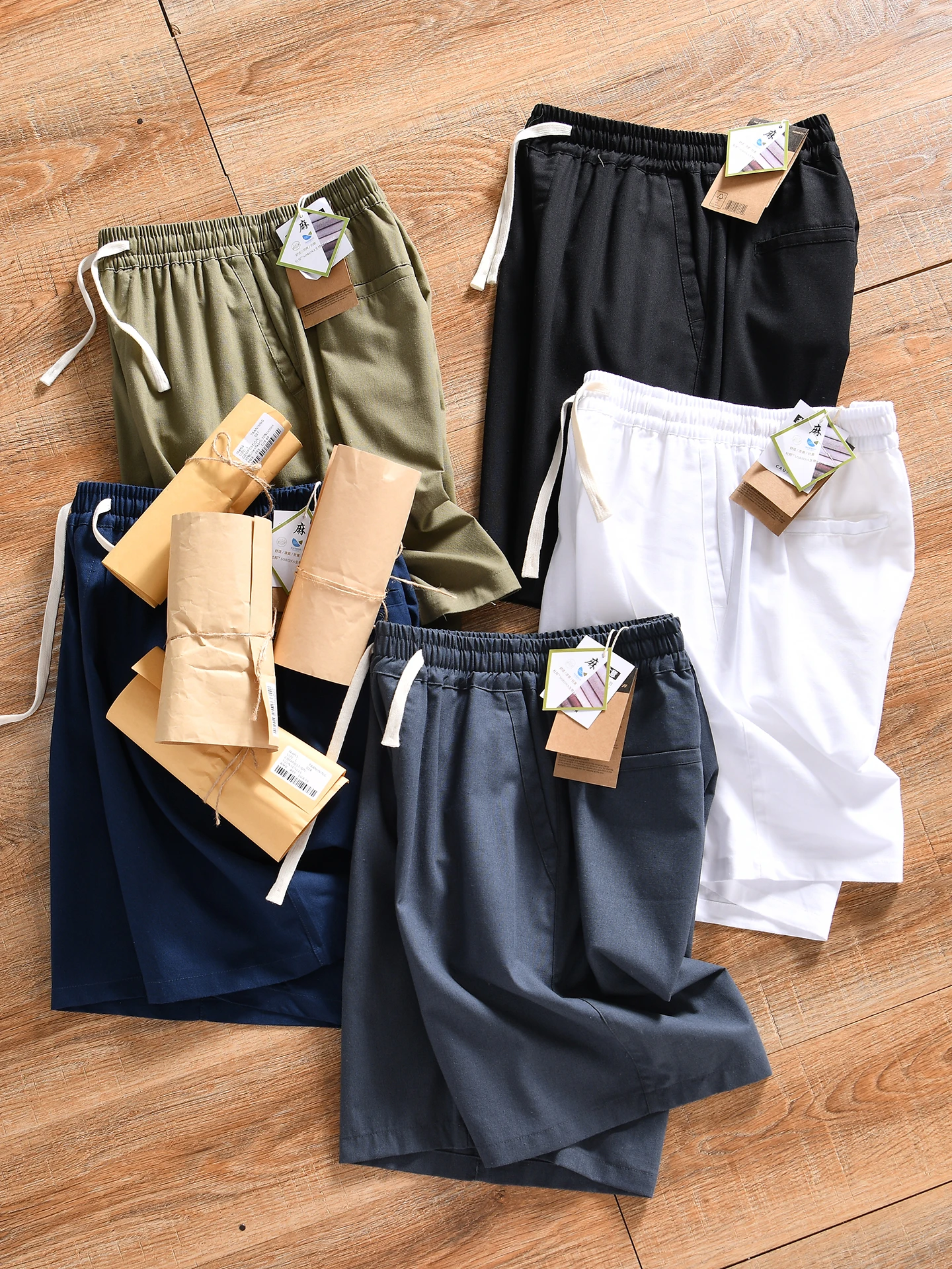 Men's Casual Cotton Linen Blend Breathable Shorts Summer Loose Fit Elastic Waist Comfortable Lightweight  Color