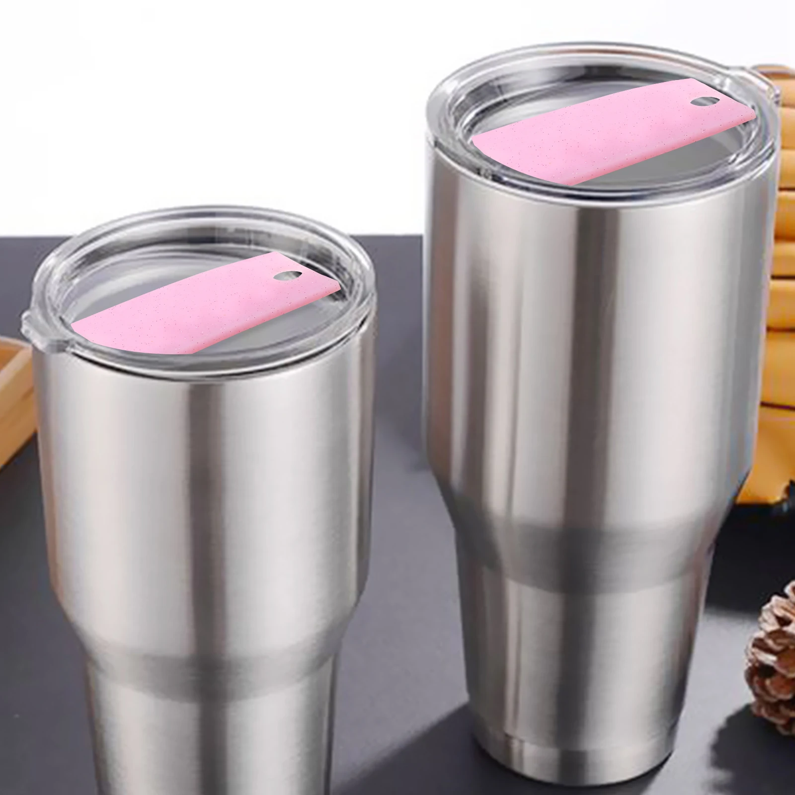 

6 Pieces Straw Holder Silicone Tags for 40oz Tumbler Accessories Cup Lid Decor Identification Name Plates Bottle Cap nament