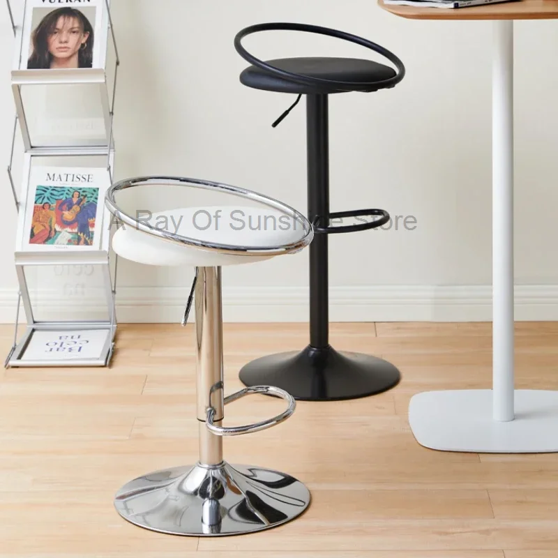 

Swivel Reception Bar Stools Manicure Design Minimalist Black Island Stool Modern High Breakfast Taburetes De Bar Furniture