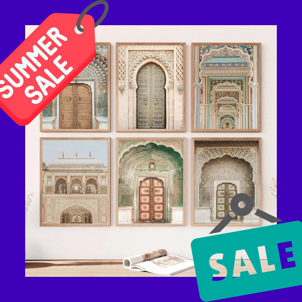 Marrakech Doorway – Moroccan Indian Architecture Islamic Frameless Canvas for Boho Travel Home Decor Gift 2026
