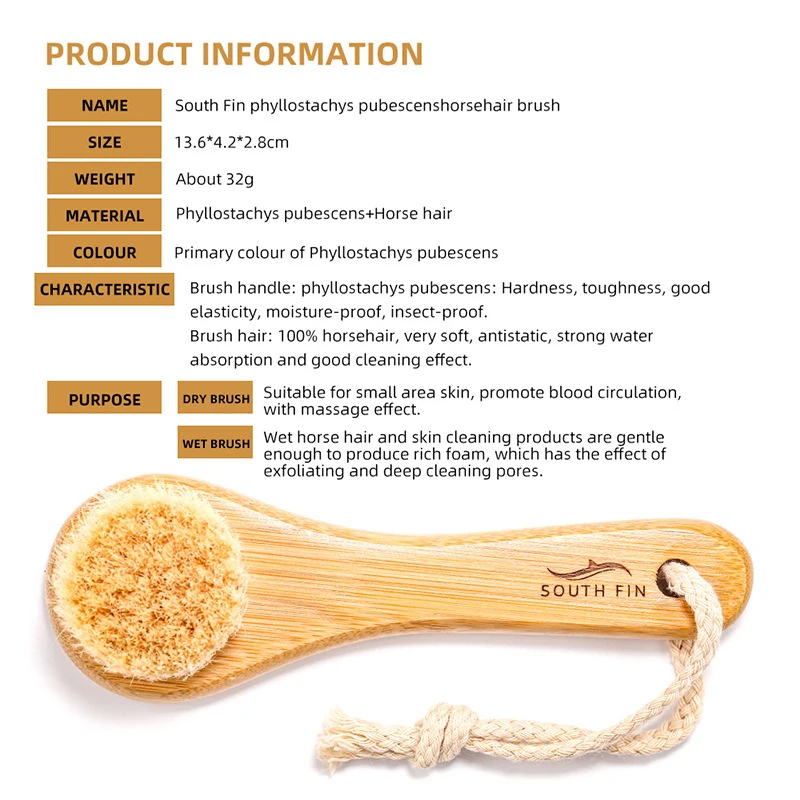 1Pc Beauty Skin Care Brush Face Cleansing Brush Soft Natural Bamboo Hair Facial Cleansing Massage Portable Wash Deep Clean Face