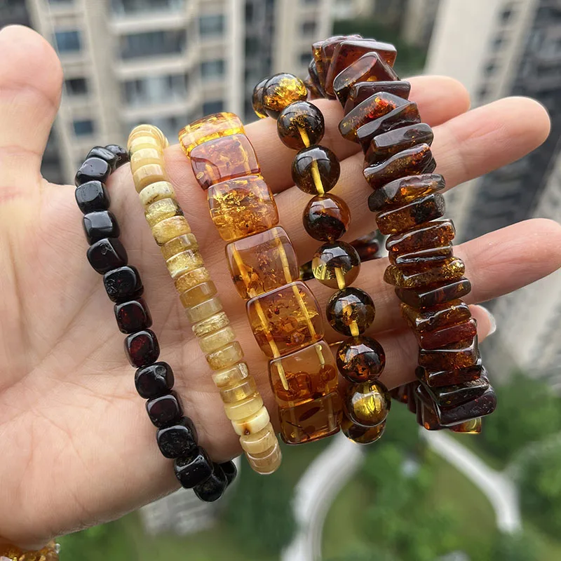 Yoowei 100% Echtes Bernstein-Armband für Unisex, Echte Schwarze Perlen, Unregelmäßiger Natürlicher Pflanzlicher Medizinischer Heilschmuck, Geschenk, Großhandel – Detail 1