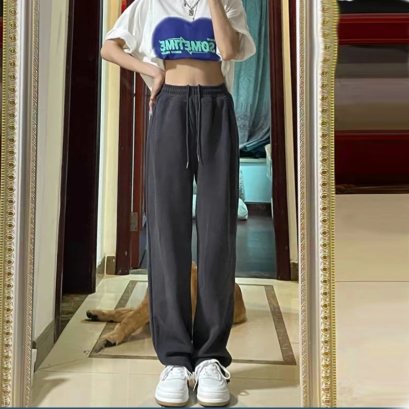 

2023 New Women Sweat Pants Casual Wide-Leg Pants Loose-Fitting Slimming Pants Versatile Comfortable Ankle-Tied Sweatpants