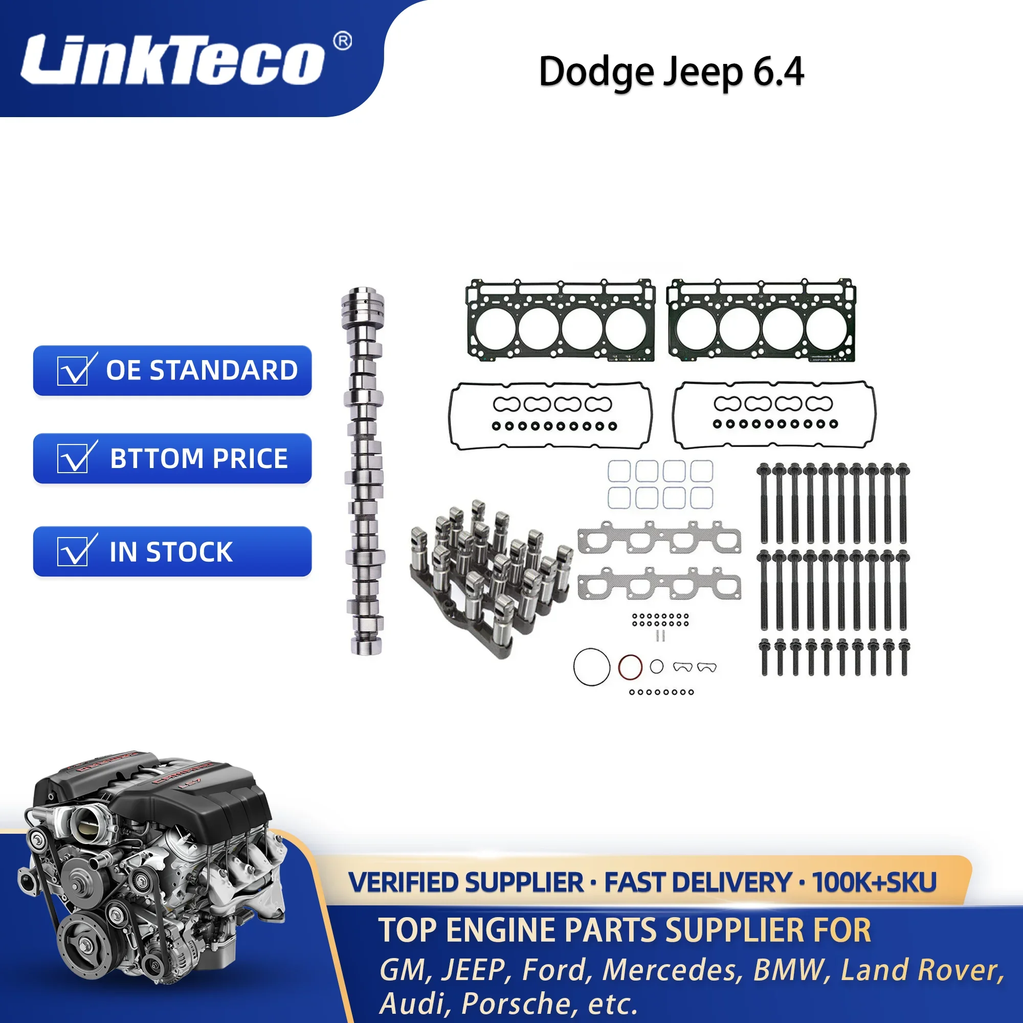 Full Gasket Set Non MDS Camshaft Lifter For  Challenger Jeep Ram Hemi 6.4L Engine 2010-16 Repair Kit