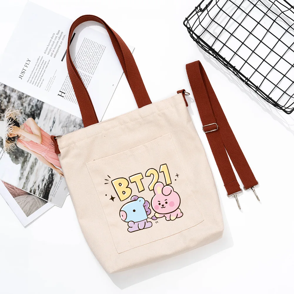 Kawaii BT21 New Baby Series Canvas Bag Anime Cute Cartoon Portable Shoulder Bag Storage Bag Birthday Gift